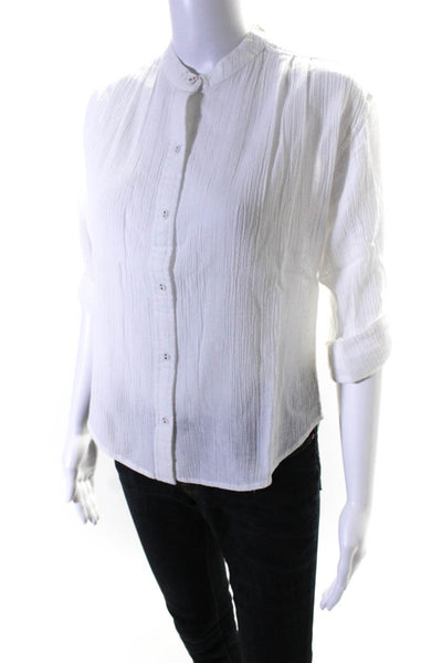 Suzie Kondi Womens GAUZE BUTTON BLOUSE SS21-1 BRIGHT WHITE Size XS