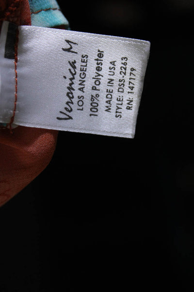 Veronicam Women's Sleeveless V-Neck Silk Abstract Mini Tank Dress Orange Size S