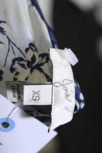 Joie Women's Crew Neck Sleeveless Floral Silk Tank Top Blouse Blue Size  XS