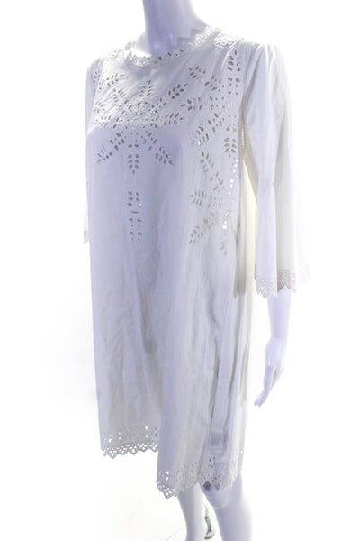 Isabel Marant Etoile Womens 3/4 Sleeve Crew Neck Embroidered Dress White IT 42