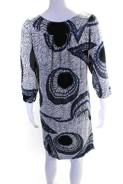 BCBG Max Azria Womens Jersey Knit Abstract Printed Shift Dress White Size S