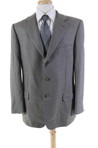 Ermenegildo Zegna Mens Gray Wool Three Button Long Sleeve Blazer Jacket Size 56
