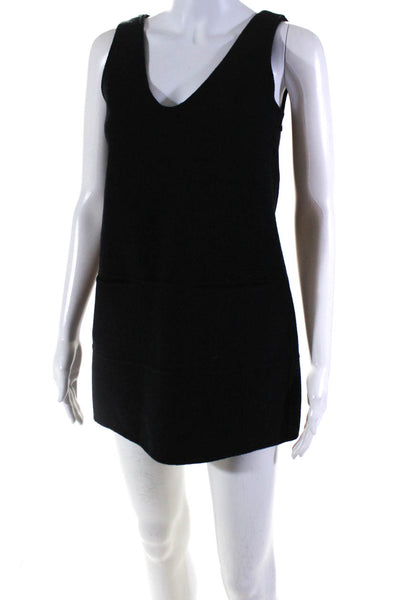 Theory Womens Black Wool Scoop Neck Zip Back Sleeveless A-line Dress Size 0