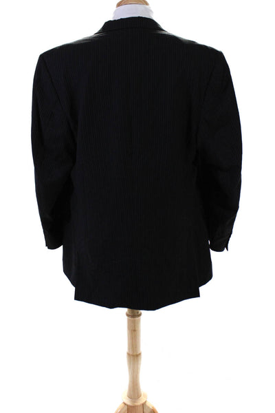Burberry London Mens Wool Pinstripe Print Three Button Blazer Black Size 50R