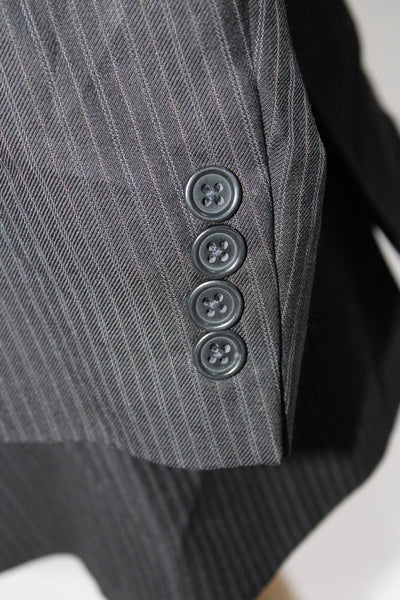 Burberry London Mens Wool Pinstripe Print Three Button Blazer Black Size 50R