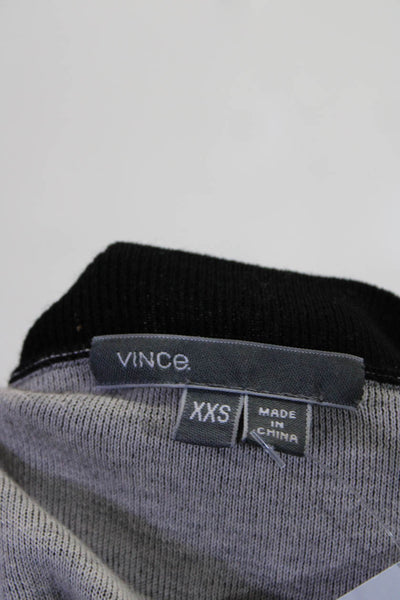 Vince Womens Cotton Top-Stitch 3/4 Sleeve Crewneck Knit Sweater Black Size 2XS