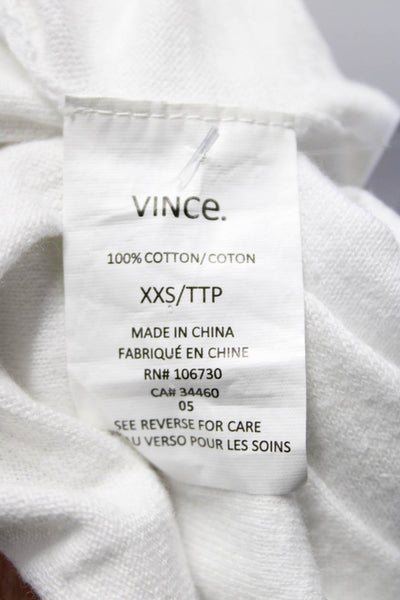 Vince Womens Cotton Scoop Neck Split Hem Long Sleeve Top White Black Size 2XS