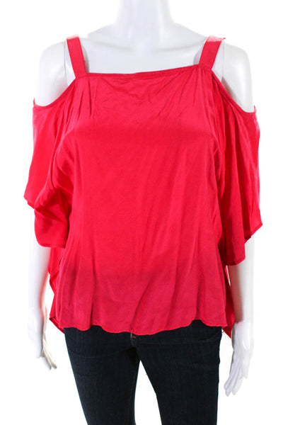 SW3 Bespoke Women's Silk Cut Out Short Sleeve Blouse Red Size S
