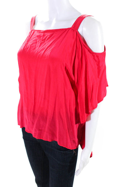SW3 Bespoke Women's Silk Cut Out Short Sleeve Blouse Red Size S