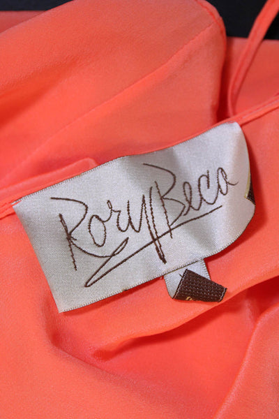 Rory Beca Womens Spaghetti Strap V Neck Wrap Crop Top Salmon Pink Silk Size XS
