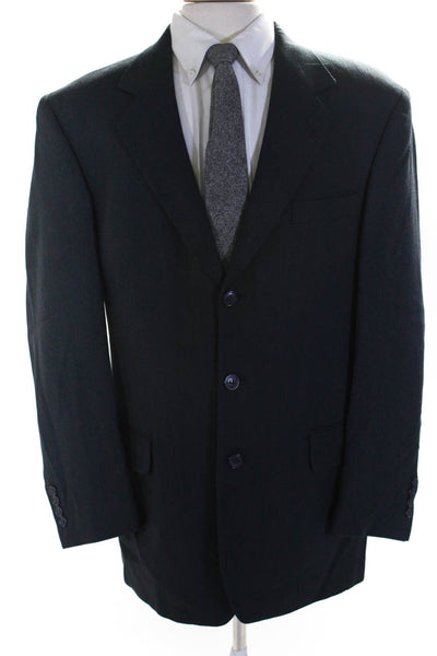 Gianfranco Ruffini Mens Herringbone Three Button Suit Jacket Blazer Navy Size 40