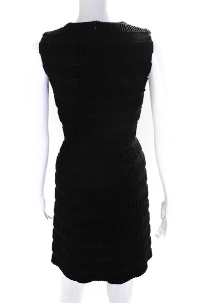 Alaia Womens Black Wool Textured Square Neck Sleeveless Pencil Dress Size 38