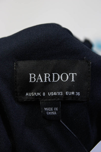 Bardot Women's Velvet Spaghetti Strap V Neck Front Slit Midi Dress Navy Size XS