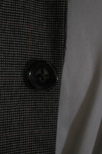 Club Room Mens Gray Plaid Two Button Long Sleeve Blazer Jacket Size 46