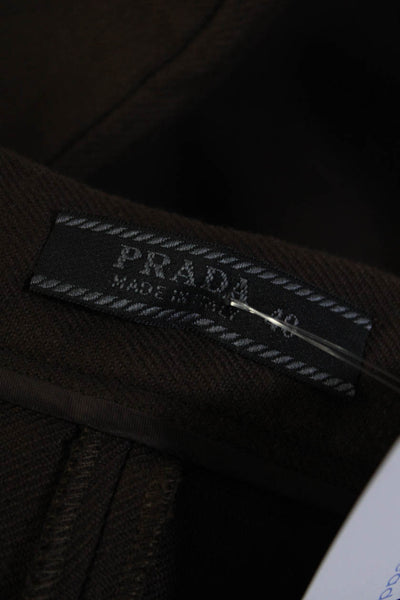 Prada Women's Wool Unlined Slit Midi Pencil Skirt Brown Size 40