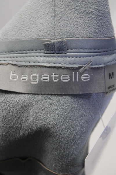 Bagatelle Women's Collar Long Sleeves Zip Pockets Faux Leather Jacket  Blue M