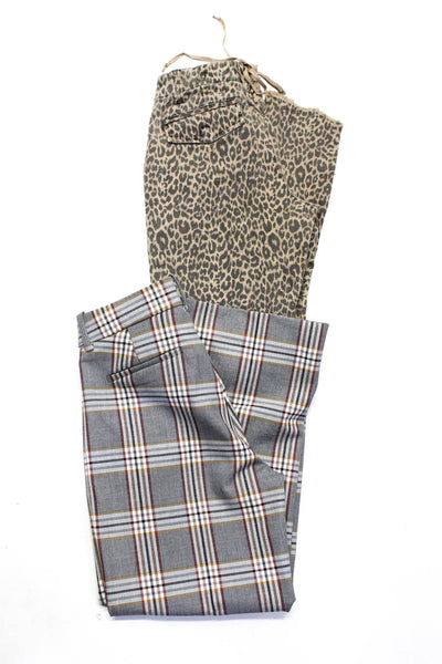 Pam & Gela J Crew Womens Cheetah Print Striped Pants Brown Gray Size 24 2P Lot 2
