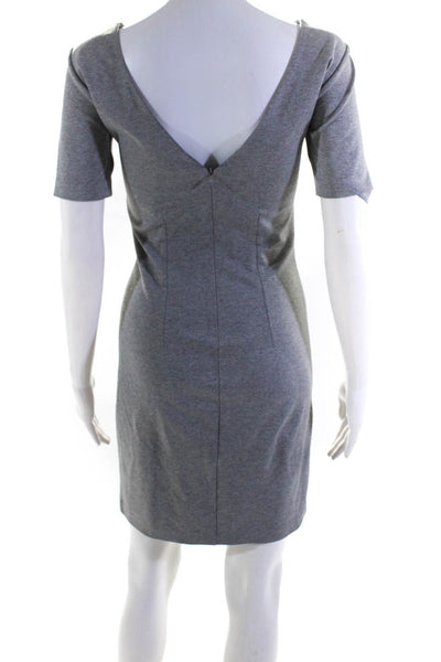Amanda Uprichard Women's V-Neck Short Sleeves Bodycon Mini Dress Gray Size S