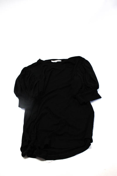 Frame Women's Crewneck Short Sleeves Blouse Black Size S