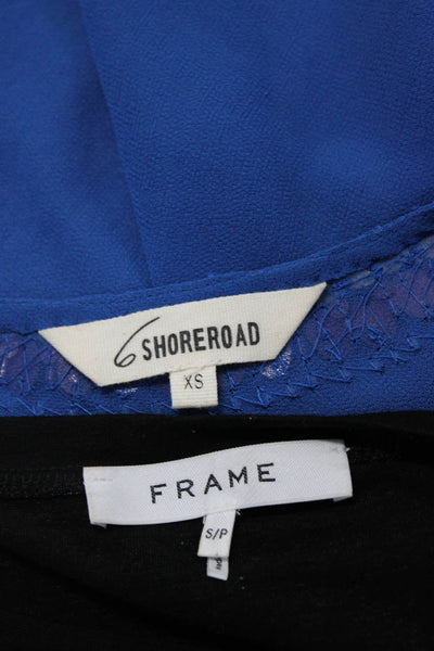 Frame Women's Crewneck Short Sleeves Blouse Black Size S