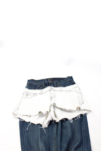 J Brand Women's Midrise Five Pockets Cut-Off Denim Short White Blue Size 24 Lot