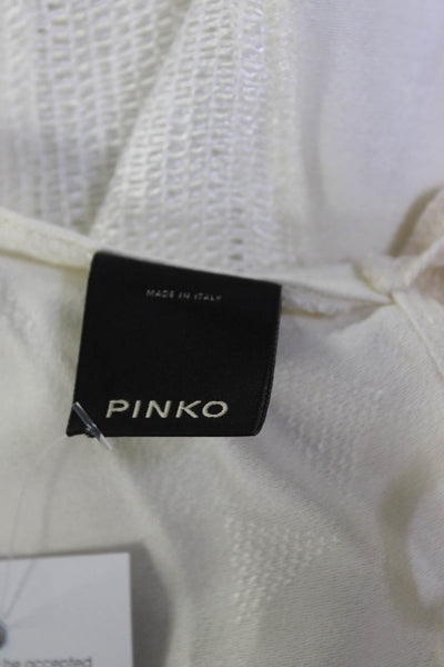 Pinko Womens Textured Ruffle Trim Lightweight Tank Blouse White Size 6