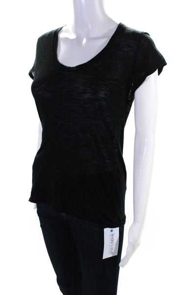 Proenza Schouler Womens Short Sleeve Scoop Neck Tee Shirt Black Cotton Medium