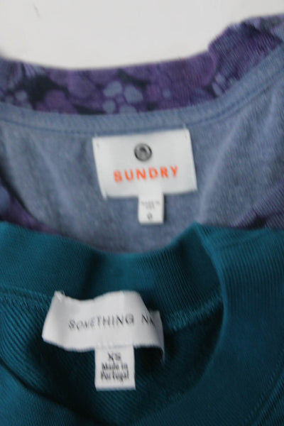 Sundry Something Navy Womens Floral Tee Shirt Crop Sweatshirt Size XS 0 Lot 2