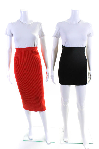 Whistles Women's Low Rise Ribbed Knit Maxi Skirt Orange Size XS Lot 2