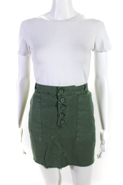 Sundays NYC 713 Womens Green Cotton Unlined Fly Button Mini Skirt Size 3