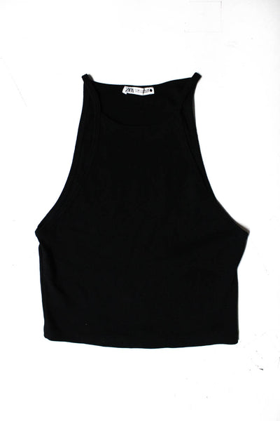Zara Womens Short Sleeve Ribbed Cotton Denim Romper Tank Blue Size M/L Lot 2