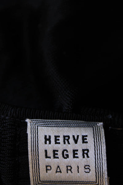 Herve Leger Women's Long Sleeve Cut Out V Neck Sheath Dress Black Size XS