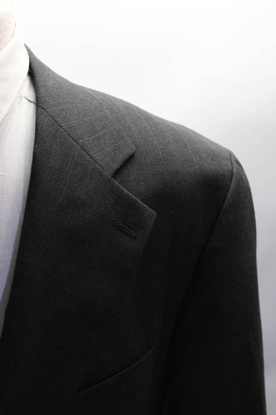 Chaps Ralph Lauren Mens Striped Two Button Blazer Jacket Gray Wool Size 42 Tall
