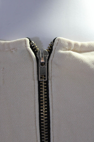 Eri + Ali Womens Crochet Inset Crew Neck Sweater White Cotton Size Small