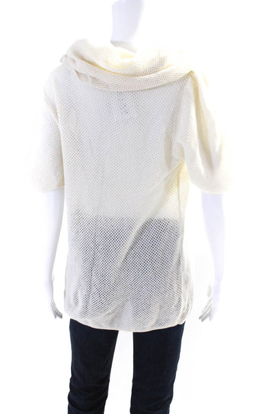 Marc By Marc Jacobs Womens Open Knit Hoodie White Wool Blend Size Medium