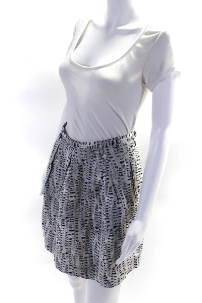 Broadway & Broome Womens Linen Animal Print Skirt Gray Black Size Small