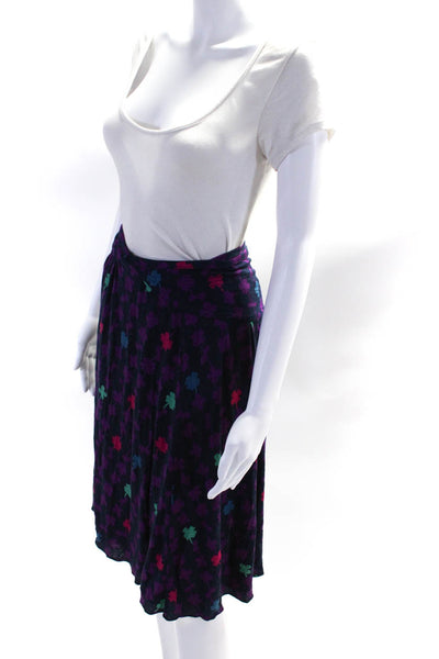 Marc Jacobs Womens Floral Print A Line Wrap Skirt Navy Blue Size Medium