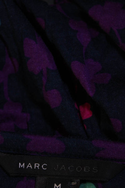 Marc Jacobs Womens Floral Print A Line Wrap Skirt Navy Blue Size Medium