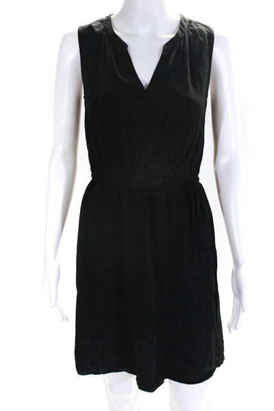 Cynthia Rowley Women's Silk Drawstring Waist Faux Wrap Dress Black Size 2
