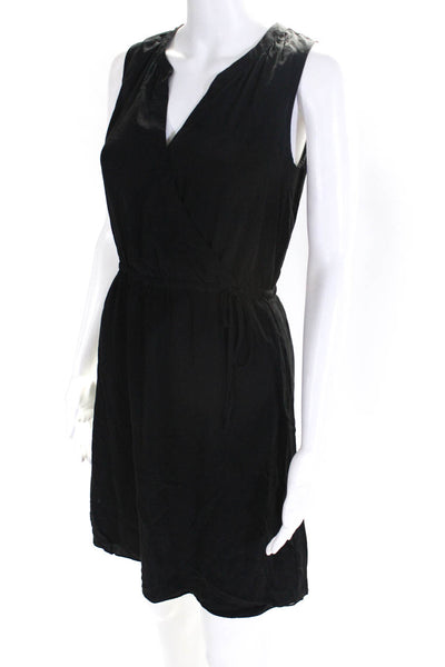 Cynthia Rowley Women's Silk Drawstring Waist Faux Wrap Dress Black Size 2
