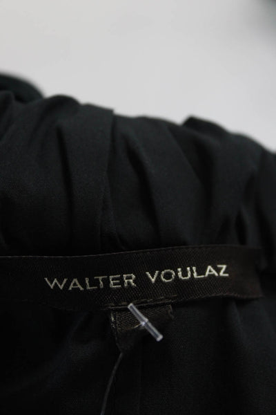 Walter Voulaz Womens Ruched Tie Texture Sleeveless A-Line Dress Black Size EUR42