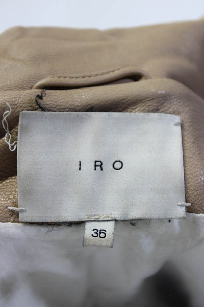 IRO Womens Leather Evana Biker Jacket Beige Size EUR 36