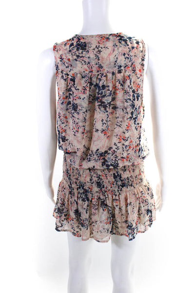 Pookie and Sebastian Womens Floral Ruched Tied Drop Waist Dress Beige Size S