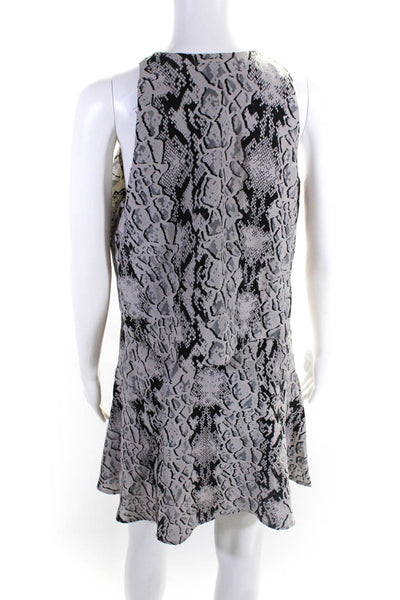 Parker Womens Silk Animal Print Layered Sleeveless A-Line Dress Silver Size S