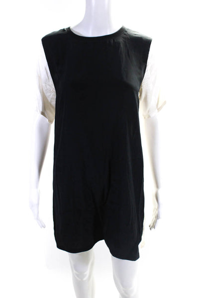 ATM Womens Silk Colorblock Back Keyhole Short Sleeve T-Shirt Dress Black Size S