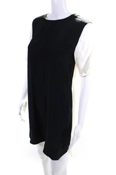 ATM Womens Silk Colorblock Back Keyhole Short Sleeve T-Shirt Dress Black Size S