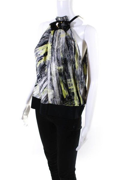 Robert Rodriguez Womens Silk Abstract Print Beaded Camisole Black Yellow Size 4