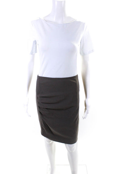 Avenue Montaigne Womens Ruched Knee-Length Straight Pencil Skirt Gray Size 2