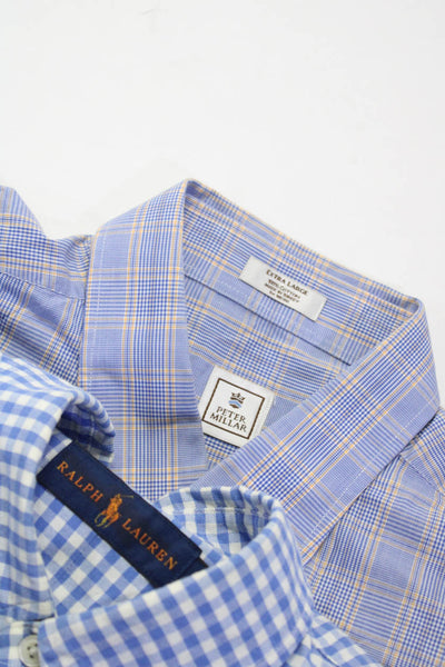 Ralph Lauren Peter Millar Mens Blue Checker Cotton Dress Shirt Size L XL Lot 2