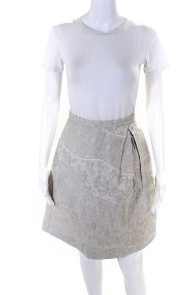 Peter Som Womens Linen Inverted Pleat A Line Skirt Gray Size 2